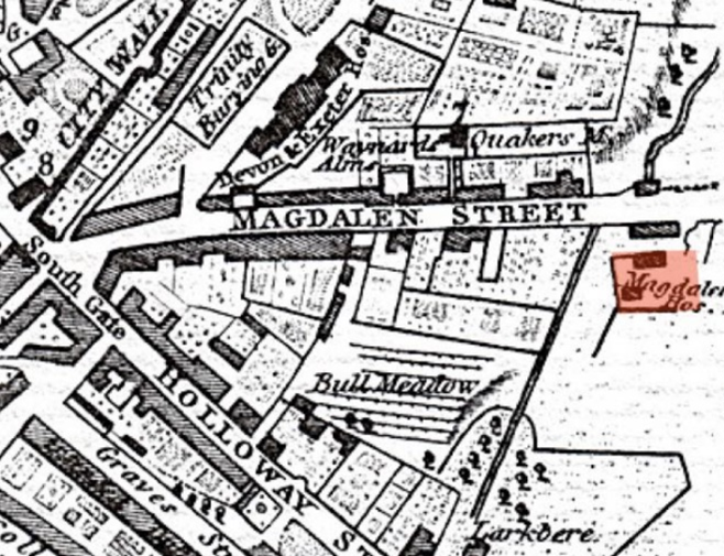 Map from 1805 showing Magdalen Hospital